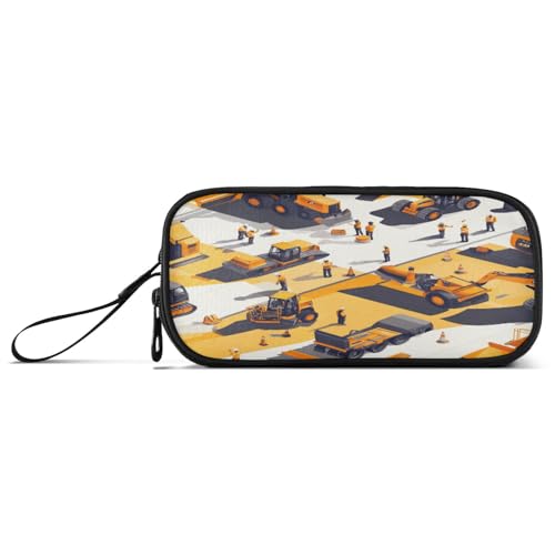 Große Kapazität Federmäppchen Jungen Große Federmäppchen Kindergarten Multifunktionale Bauszene Autobahn Bau Bulldozer von Caihoyu