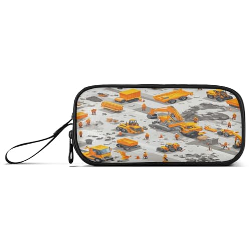 Große Kapazität Federmäppchen Lehrer Künstler Federmäppchen College Multifunktionale Bauszene Autobahn Bau Bulldozer von Caihoyu