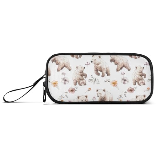 Große Kapazität Federmäppchen Mädchen Schreibwaren Federmäppchen adrett Schulbedarf mit Fach Kunst Bären von Caihoyu