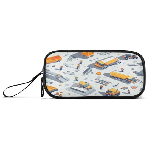 Große Kapazität Federmäppchen Mann Extra Groß Federmäppchen High School mit Fach Bauszene Betonmischer LKW Bulldozer von Caihoyu