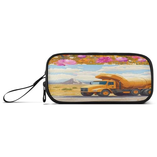 Große Kapazität Federmäppchen Teenager Mädchen Reißverschluss Federmäppchen High School mit Fach Bauwagen Cartoon Bulldozer Wüste von Caihoyu