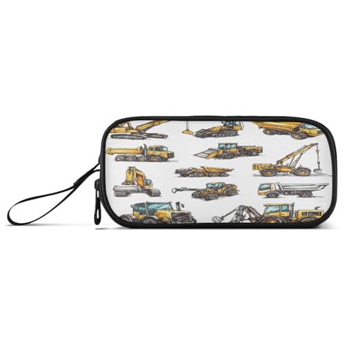 Großes Federmäppchen für Teenager, Mädchen, Federmäppchen, für High School mit Fach, Baufahrzeuge von Caihoyu