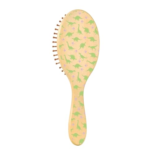 Holz-Haarbürste, Holz-Paddelbürste für Haare, Holzhaarbürsten für Frauen, Holz-Bürste, Nachrichtenbürste, Dinosaurier von Caihoyu