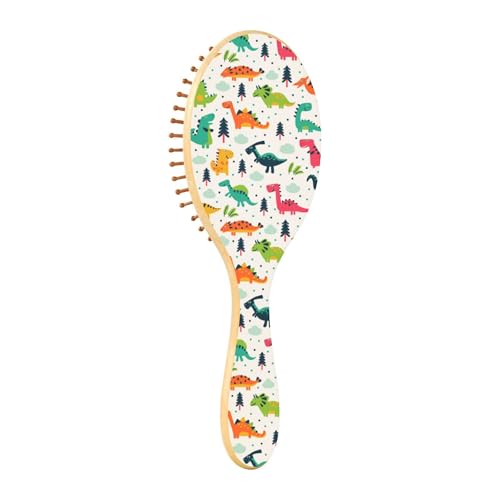 Holzbürste, Holzpaddel-Haarbürste, Holzhaarbürste für Frauen, natürliche Haarbürste, bezaubernd, lustig, Dinosaurier, Cartoon von Caihoyu