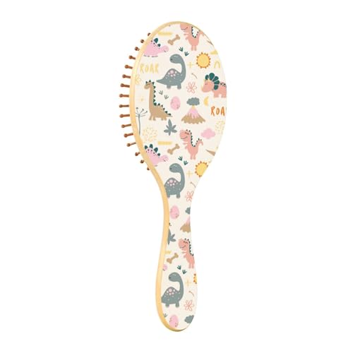 Holzbürste, Holzpaddelbürste, Holzhaarbürste für Frauen, natürliche Holzbürste, lustige Cartoon-Dinosaurier-Knochen von Caihoyu