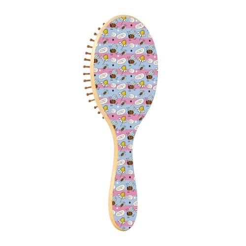 Holzbürste Paddel Haarbürste für Frauen Holzbürsten für Haar Haar Massage Bürste Bienen Glück und Gänseblümchen gestreift Holzbürste Paddel Haarbürste für Frauen Holzbürsten für Haar Haar Massage Bürste Bienen Glück und Gänseblümchen gestreift von Caihoyu