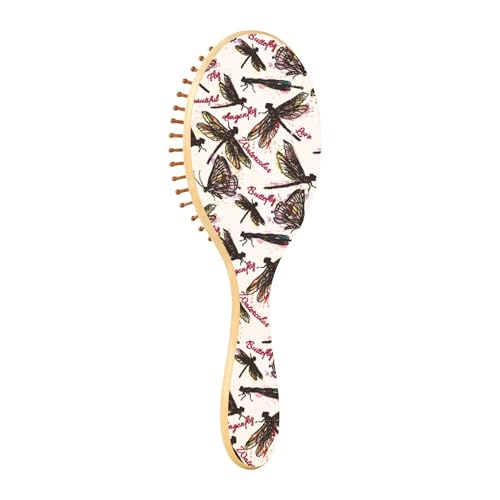 Holzhaarbürste, Paddel-Haarbürste für Damen, Holzbürsten für Haare, Massagebürste, schönes Muster, Libelle, Aquarell Holzhaarbürste, Paddel-Haarbürste für Damen, Holzbürsten für Haare, Massagebürste, schönes Muster, Libelle, Aquarell von Caihoyu