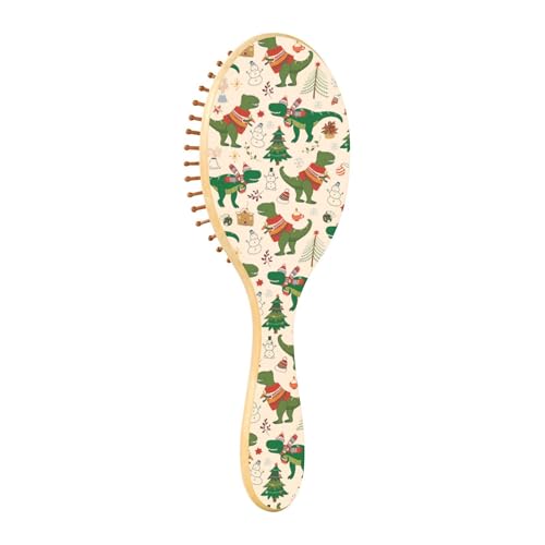 Holzhaarbürste, Paddelhaarbürsten für Frauen, Holzbürsten für Haare, natürliche Haarbürste, Dinosaurier, Weihnachten, Neujahr von Caihoyu