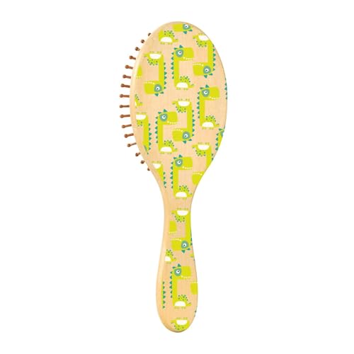 Holzhaarbürsten, Holzpaddelbürste, Holzhaarbürsten für Frauen, Bürste für natürliches Haar, niedliche Dinosaurier von Caihoyu