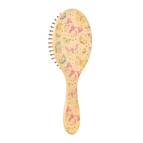 Holzhaarbürsten, Paddelhaarbürste für Damen, Holzbürste für Haarwachstum, Massage, Haarbürste, Schmetterling, ästhetische Schönheit von Caihoyu