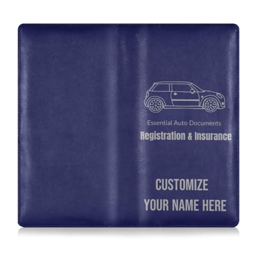 Individuelle Auto-Registrierungs- und Versicherungshalter, PU-Leder, personalisierbar, für Männer und Frauen, Auto-Handschuhfach-Organizer für Dokumente, Karten, Führerschein, Dunkelblau von Caihoyu