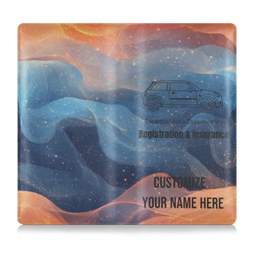 Individuelle Leder-Auto-Registrierungs- und Versicherungskartenhalter, personalisierbar, für Männer und Frauen, Fahrzeug-Handschuhfach für Dokumente, Karten, Führerschein, Orange, Marineblau, Rot von Caihoyu