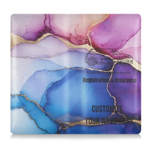 Individuelle Leder-Auto-Registrierungsversicherung und Ausweishalter, personalisierbar, für Männer und Frauen, Dokumententasche für Karten, wesentliches Dokument, Führerschein, Mehrfarbig: 14, 1 size von Caihoyu