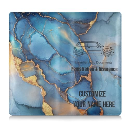 Individuelle Leder-Auto-Registrierungsversicherung und Ausweishalter, personalisierbar, für Männer und Frauen, Dokumententasche für Karten, wesentliches Dokument, Führerschein, Mehrfarbig15, 1 size von Caihoyu