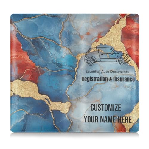 Individuelle Leder-Auto-Registrierungsversicherung und Ausweishalter, personalisierbar, für Männer und Frauen, Dokumententasche für Karten, wesentliches Dokument, Führerschein, Mehrfarbig17, 1 size von Caihoyu