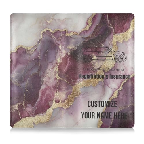 Individuelle Leder-Auto-Registrierungsversicherung und Ausweishalter, personalisierbar, für Männer und Frauen, Fahrzeug-Handschuhfach-Organizer für wichtige Dokumente, Führerschein, Karten, Marmor von Caihoyu