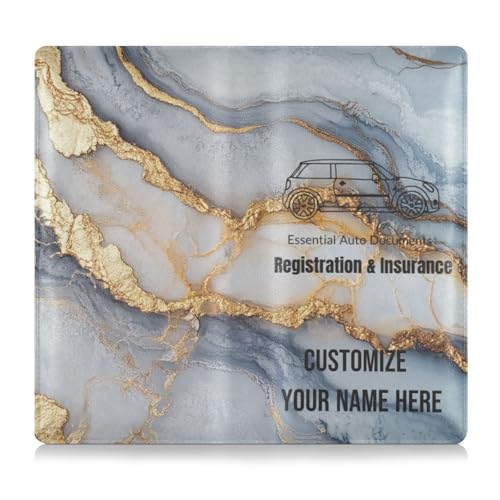 Individuelle Leder-Schutzhülle für Kfz-Registrierung und Versicherung, für Männer und Frauen, unverzichtbare Brieftasche für jedes Auto, LKW, Motorrad, Anhänger oder Boot, Marmorgrau / Weiß von Caihoyu