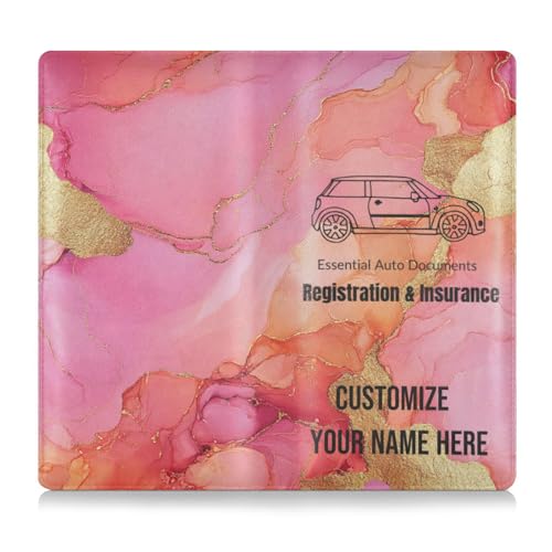 Individuelle Leder-Schutzhülle für Kfz-Zulassung und Versicherung, für Männer und Frauen, unverzichtbare Brieftasche für wichtige Dokumente, Führerschein, Karten, Marmor-Pfirsich von Caihoyu