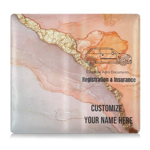 Individuelle Leder-Schutzhülle für Kfz-Zulassung und Versicherungskarten, personalisierbar, für Männer und Frauen, unverzichtbare Brieftasche für Karten, wesentliche Dokumente, Führerschein, Marmor von Caihoyu