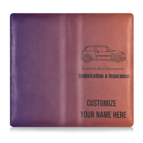 Individuelle PU-Leder-Kfz-Registrierungs- und Versicherungskartenhalter, personalisierbar, für Männer und Frauen, Auto-Brieftaschen-Etui für Karten, wichtige Dokumente, Führerschein, Violett-Braun von Caihoyu