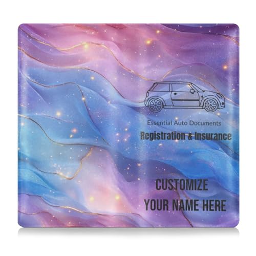 Individuelle PU-Leder-Versicherung und Ausweishalter, personalisierbar, für Herren und Damen, LKW-Zubehör für Karten, wesentliches Dokument, Führerschein, Fahrzeugpapiere, Blau / Violett von Caihoyu