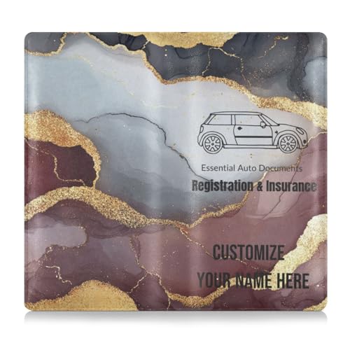 Individuelle Premium-Leder-Auto-Registrierung, Versicherung und Ausweishalter, personalisierbar, für Herren und Damen, Geldbörsenzubehör für Karten, unverzichtbares Dokument, Führerschein, Marmor von Caihoyu