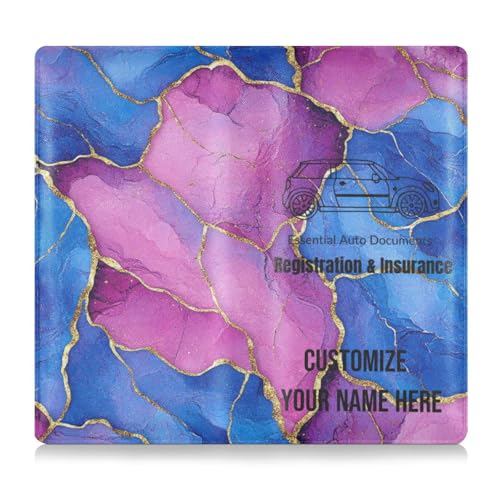 Individuelle Premium-Leder-Auto-Registrierungs- und Versicherungshalter, personalisierbar, für Männer und Frauen, perfekte Auto-Essentials Geldbörse für wichtige Dokumente, Führerschein, Karten von Caihoyu