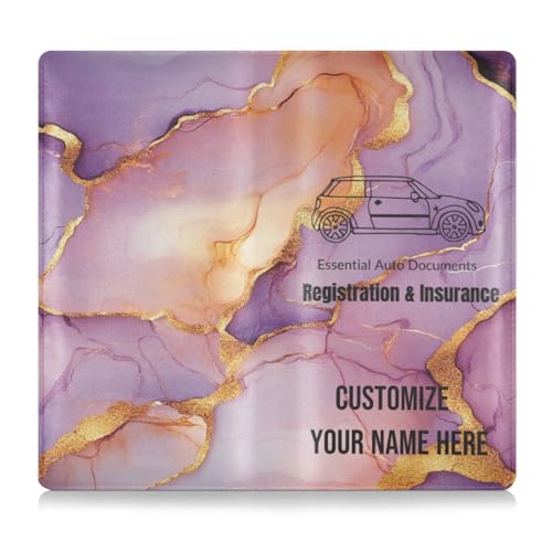 Individuelle Premium-Leder-Auto-Registrierungs- und Versicherungshalter, personalisierbar, für Männer und Frauen, perfekte Auto-Essentials Geldbörse für wichtige Dokumente, Führerschein, Karten von Caihoyu