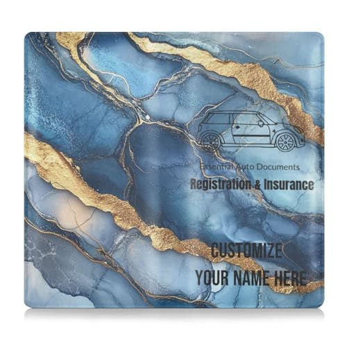 Individuelle Premium-Leder-Auto-Registrierungs- und Versicherungshalter, personalisierbar, für Männer und Frauen, perfekte Auto-Essentials Geldbörse für wichtige Dokumente, Führerschein, Karten von Caihoyu