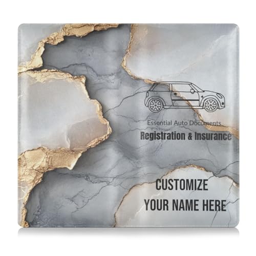 Individuelle Premium-Leder-Auto-Registrierungs- und Versicherungskartenhalter, personalisierbar, für Herren und Damen, Auto-Brieftaschen-Etui für Fahrer, Autobesitzer, Anhänger, Motorrad, Boot, Marmor von Caihoyu