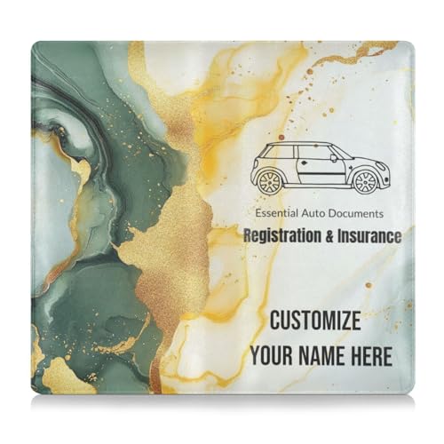 Individuelle Premium-Leder-Auto-Zulassungsversicherung und Ausweishalter, personalisierbar, für Männer und Frauen, Auto-Essentials für Karten, wichtige Dokumente, Führerschein, Fahrzeugpapiere, Marmor von Caihoyu