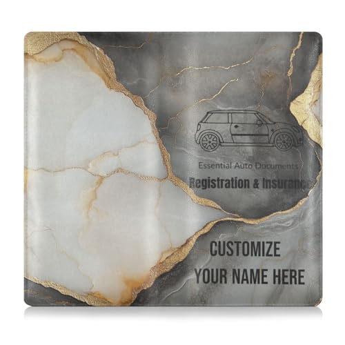 Individuelle Premium-Leder-Dokumententasche für Kfz-Zulassung und Versicherung, personalisierbar, für Herren und Damen, Dokumententasche für Führerschein, Karten und wichtige Dokumente, Marmorgrau von Caihoyu