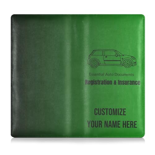 Individuelle Premium-Leder-Schutzhülle für Kfz-Zulassung und Versicherung, für Männer und Frauen, unverzichtbare Brieftasche für Karten, wichtige Dokumente, Führerschein, Fahrzeugpapiere, grüner von Caihoyu