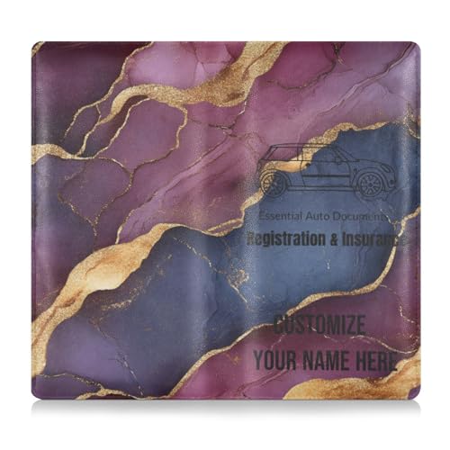 Individuelle Schutzhülle für Kfz-Zulassung und Versicherungskarten, personalisierbar, für Herren und Damen, Brieftasche, Zubehör für Führerschein, Karten und wichtige Dokumente, Marmor, Burgunderrot von Caihoyu