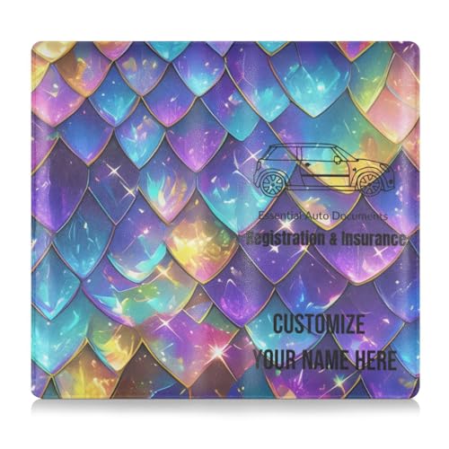 Individuelle Schutzhülle für Kfz-Zulassung und Versicherungskarten, personalisierbar, für Herren und Damen, unverzichtbare Brieftasche für Führerschein, Karten und wichtige Dokumente, Regenbogenwaage von Caihoyu