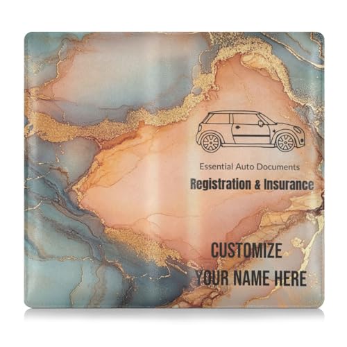 Individueller Kartenhalter aus PU-Leder, für Kfz-Registrierung und Versicherung, personalisierbar, für Männer und Frauen, Zubehör, Etui für Karten, unverzichtbares Dokument, Führerschein, Marmor von Caihoyu