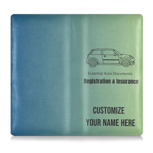 Individueller Kartenhalter aus PU-Leder, für Registrierung und Versicherung, personalisierbar, für Männer und Frauen, perfekte Auto-Essentials Geldbörse für Karten, wesentliches Dokument, Führerschein von Caihoyu