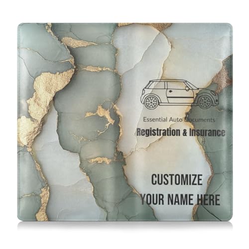 Individueller Lederhalter für Registrierungs- und Versicherungskarten, personalisierbar, für Herren und Damen, Handschuhfach, Organisation für Führerschein, Karten und wichtige Dokumente, Marmor von Caihoyu
