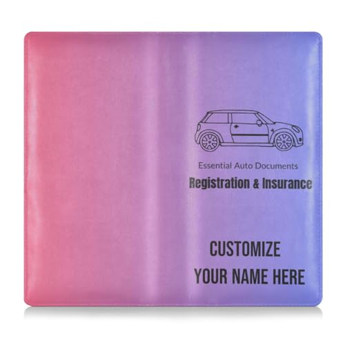 Individueller Premium-Leder-Kfz-Registrierungs- und Versicherungskartenhalter, personalisierbar, für Herren und Damen, Handschuhfach-Organizer für Dokumente, Karten, Führerschein, Blau / Rot von Caihoyu