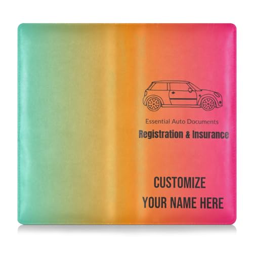 Individueller Premium-Leder-Registrierungs- und Versicherungskartenhalter, personalisierbar, für Herren und Damen, LKW-Zubehör für Dokumente, Karten, Führerschein, Grün, Rot, Farbverlauf von Caihoyu