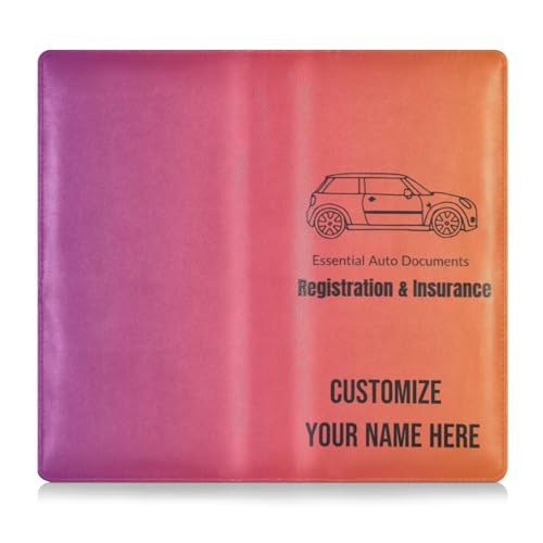 Individuelles Premium-Lederetui für Auto-Registrierung, Versicherung und Ausweishalter, personalisierbar, für Herren und Damen, Handschuhfach für Führerschein, Karten und wichtige Dokumente, Violett von Caihoyu