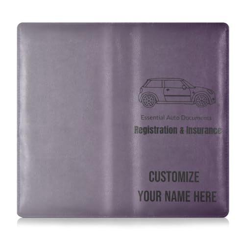 Individuelles Premium-Lederetui für Kfz-Registrierung und Versicherungskarte, personalisierbar, für Herren und Damen, Fahrzeug-Handschuhfach für Fahrer, Autobesitzer, Anhänger, Motorrad, Boot, grauer von Caihoyu