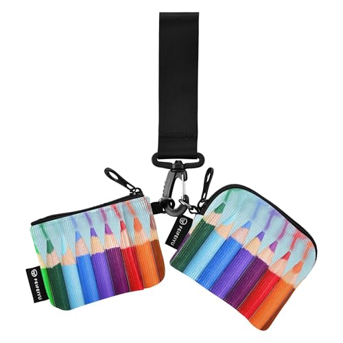 Kartenetui für Frauen Ersatzhalter Mini Mode Schlüsselanhänger Brieftasche Ersatz Geldbörse mit Reißverschluss Münztasche für Frauen Männer 2er-Pack, Stifte, 4.13"(L) x 3.5"(W), Reisezubehör von Caihoyu