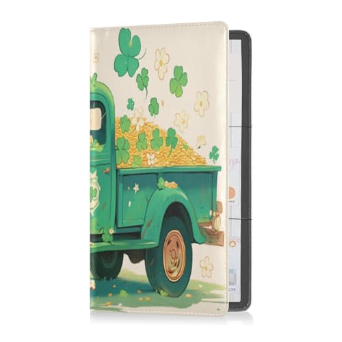 Kartenhalter aus Leder, für Herren und Damen, perfekte Auto-Essentials Geldbörse für Ausweis, Führerschein, Kontaktinformationskarten, St.Patrick's Truck, St.Patrick's Truck, 1 size von Caihoyu