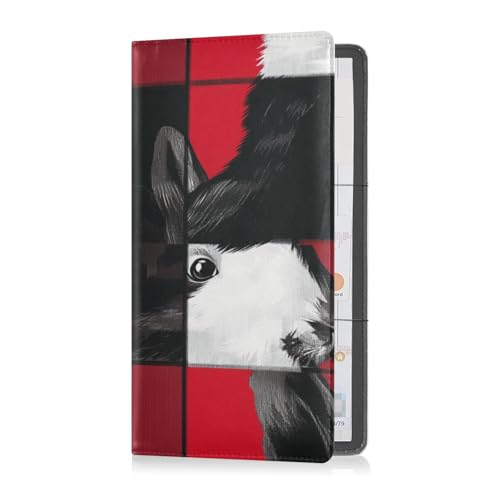 Kartenhalter aus PU-Leder, für Kfz-Zulassung und Versicherung, für Männer und Frauen, Geldbörse, Zubehör für wichtige Dokumente, Führerschein, Karten, Büffelkariert, Hase, Frohe Ostern, Buffalo Plaid von Caihoyu