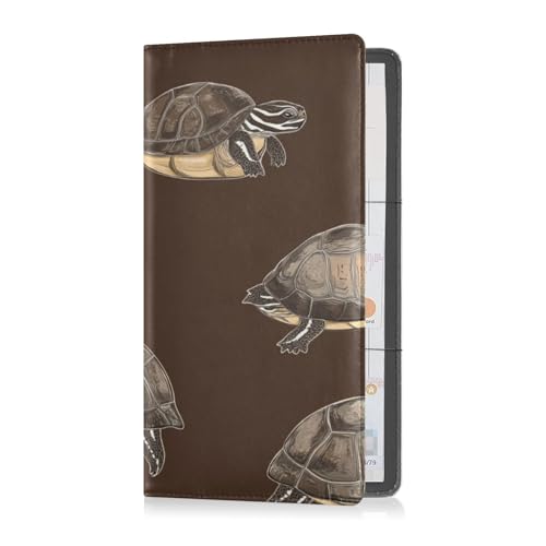 Leder Auto Registrierung Versicherung & Ausweishalter Herren Damen Essential Wallet Case für Ausweis, Führerschein, Schlüssel Kontaktinformationskarten, Ästhetische Schildkröte Reptil von Caihoyu