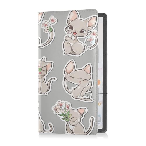 Leder Auto Registrierung Versicherung & Ausweishalter Männer Frauen Essential Auto Brieftasche Hülle für Ausweis, Führerschein, Schlüssel Kontaktinformationen Karten Ostern Cornish Rex Katzen Silber, von Caihoyu