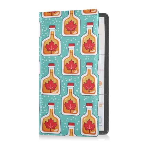 Leder-Auto-Registrierungs- und Versicherungskartenhalter für Männer und Frauen, perfekte Auto-Essentials Geldbörse für Fahrer, Autobesitzer, Anhänger, Motorrad, Boot, Cartoon-Ahornsirup-Flaschen von Caihoyu