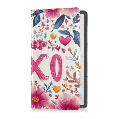 Leder-Kfz-Registrierungs- und Versicherungskartenhalter für Männer und Frauen, perfekte Auto-Essentials Geldbörse für Fahrer, Autobesitzer, Anhänger, Motorrad, Boot, Valentinstag, Blumen, goldene von Caihoyu