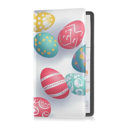 Leder-Kfz-Registrierungs- und Versicherungskartenhalter für Männer und Frauen, perfekte Auto-Essentials Geldbörse für Fahrer, Autobesitzer, Anhänger, Motorrad, Boot, bunte Eier, Frohe Ostern, Bunte von Caihoyu